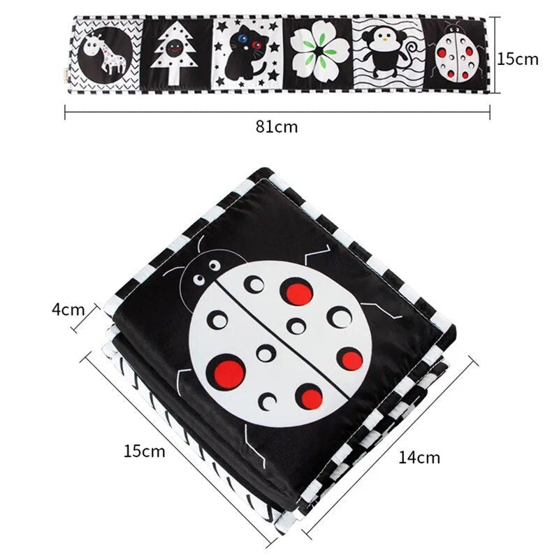 Black & White Contrast Cloth Book - Newborn Crib Bumper Toy image 3