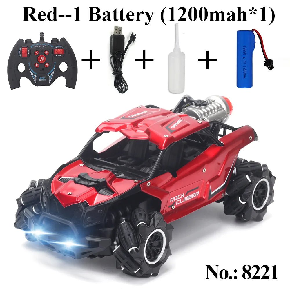 4WD Rock Crawler Drift RC Car, 2.4Ghz, Stunt Spray, for Boys - 8221 Red-1200mah image