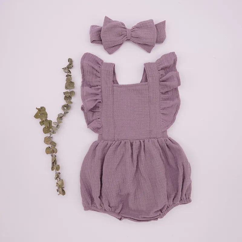 Organic Cotton Ruffle Romper & Headband - 3M, Dusty Pink image 12