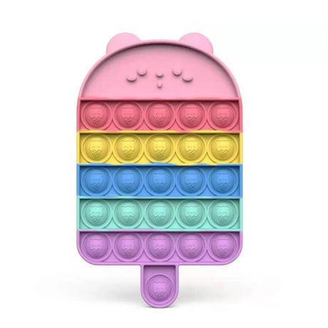 Colorful pop-it toy shaped like a popsicle on a white background