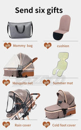 Luxurious 3-in-1 Baby Stroller: Portable Folding Pram, Aluminum Frame image 3