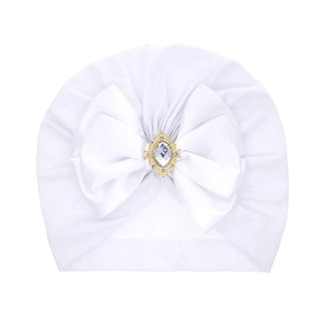 Shiny Rhinestone Bowknot Baby Turban - Soft Cotton Cap image 25