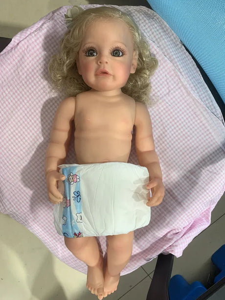 55cm Lifelike Reborn Baby Doll - Curly Hair, Full Silicone image 6