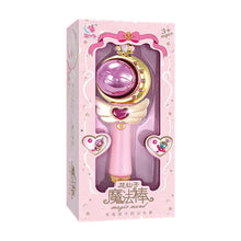Pink window box holding a wand with a pink orb and a gold crescent moon, marked 3+