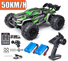 Fast LED 4x4 RC Monster Truck with accessories shown on a white background for off-road night driving.