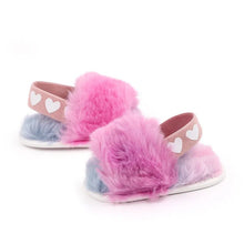 Faux Fur Fashion Baby Shoes leopard print first walkers shown back view for everyday toddler play.