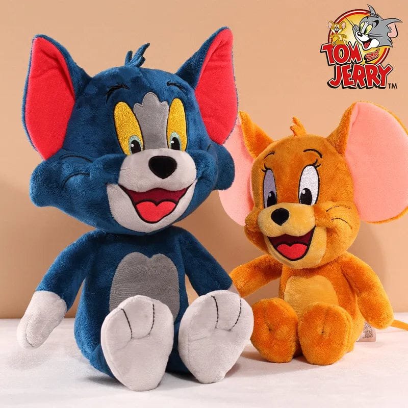 Plush toys of Tom and Jerry with a beige background