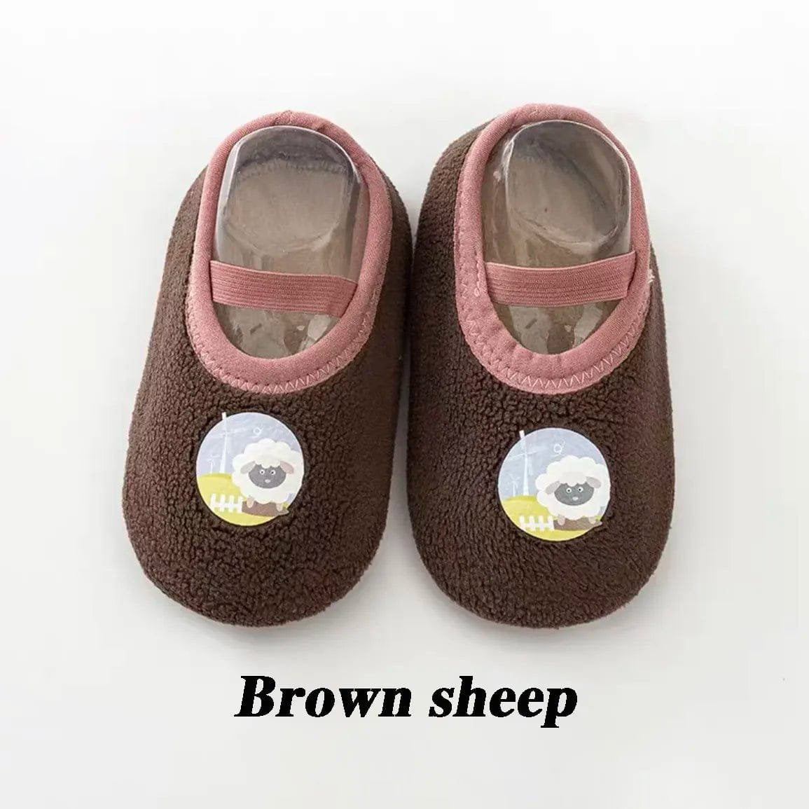 Newborn Anti-Slip Warm Socks - Rubber Sole Crib Shoes for Babies image