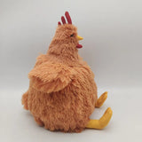 Plush chicken toy on a white background