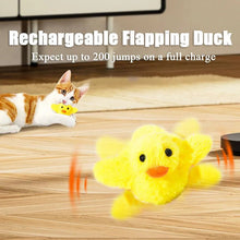 Flapping Duck Cat Toy in yellow shown during active play for cat exercise and entertainment.