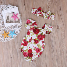 Floral baby romper with matching headband