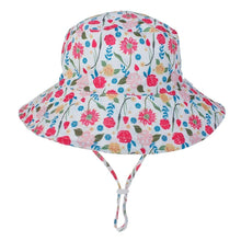 Floral Print Baby Sun Hat with UV protection for beach days, stroller walks, and summer outings, side view.