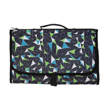 Foldable waterproof baby mat in geometric print for picnic seating, floor play, and outdoor nappy changes.