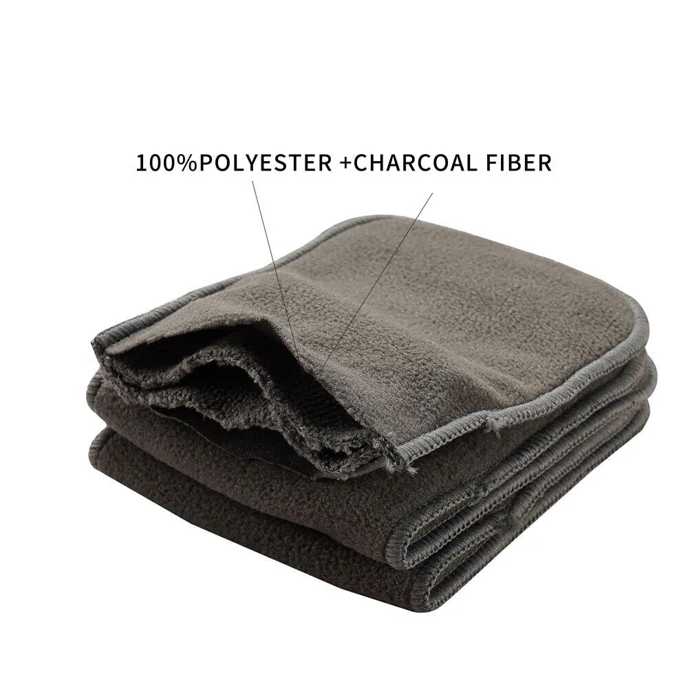 Folded bamboo charcoal diaper liner insert designed for reusable cloth diapering.