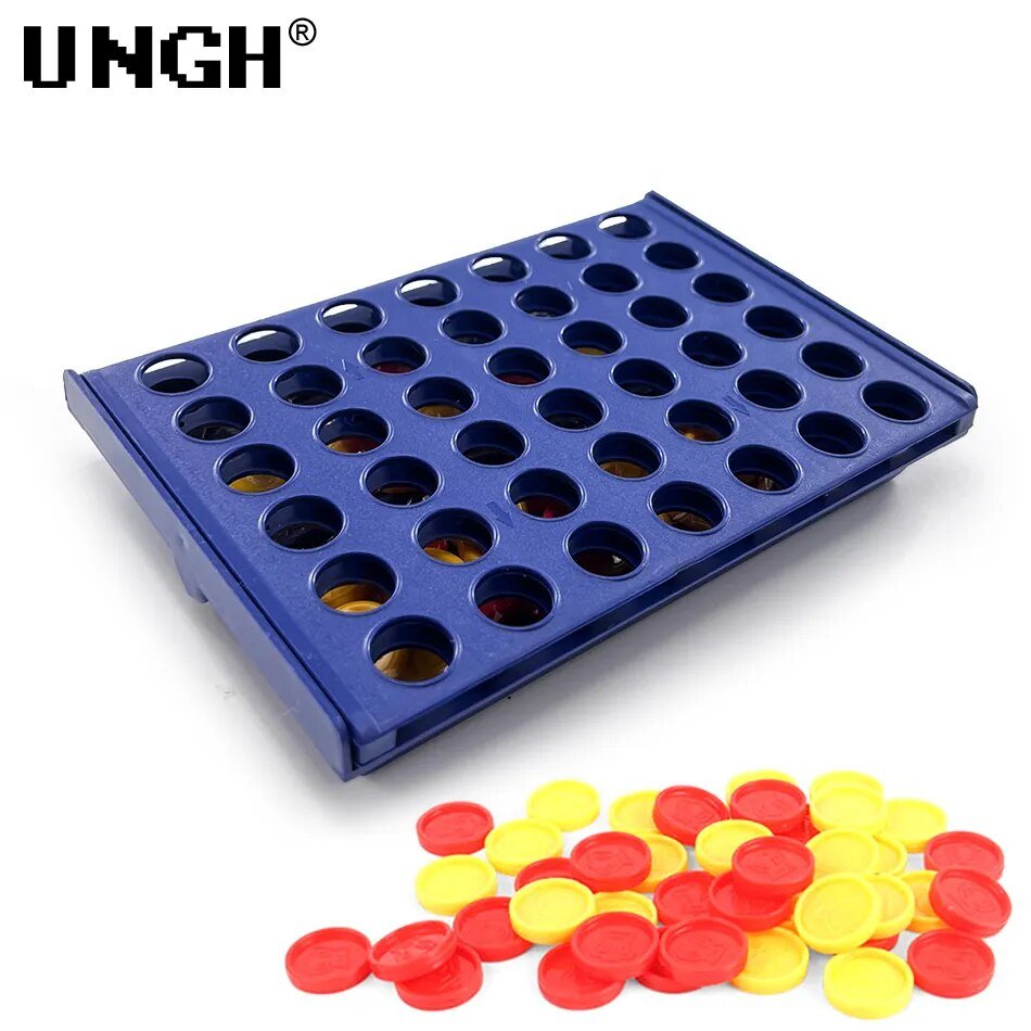 Blue grid holder with red and yellow round objects on a white background, featuring the brand 'UGH'.