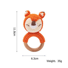 Fox Crochet Wooden Teether rattle with BPA-free materials for safe chewing and playful daily teething support.