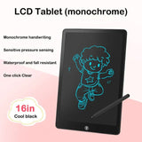 16-inch LCD tablet with a drawing of a child.
