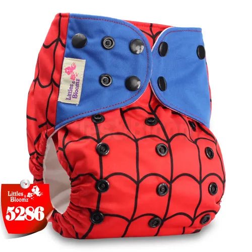 Red and blue diaper with spider web pattern (option 2)