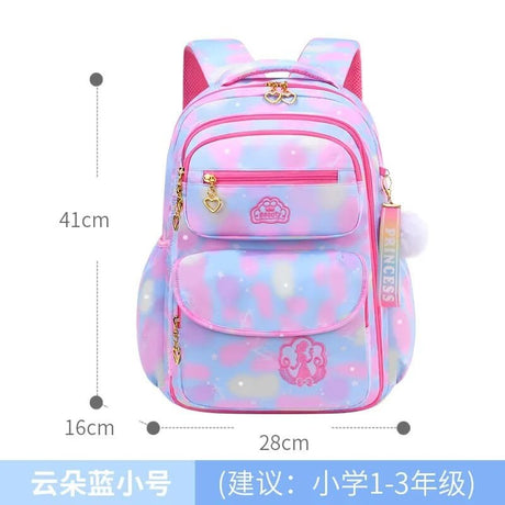 Colorful backpack with measurements