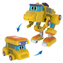 Toy robot transforming from a bus to a robot 
