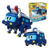 Toy vehicle transforming into a robot with packaging