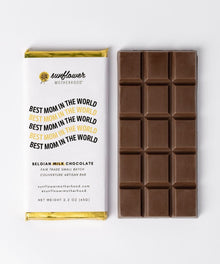 Chocolate bar with 'Sunflower Motherhood' packaging.