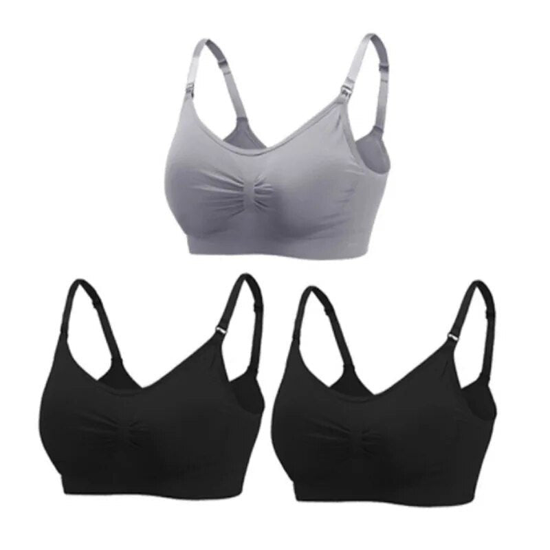 3pc Maternity Nursing Bra Set, Gray soft stretch design, for daily maternity wear and hospital bag packing.
