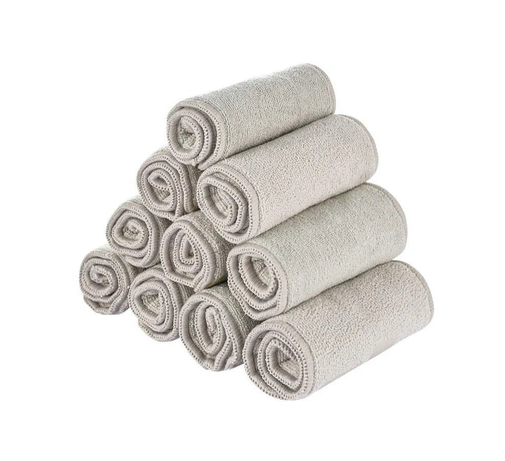 Elinfant gray microfiber 3-layer cloth diaper insert shown front view for daily reusable nappy changes.