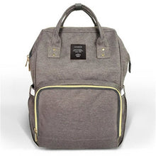 Gray nappy bag side view sized for toddler gear and large capacity daily baby care.