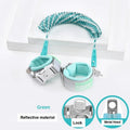 Green baby anti-lost wrist link harness with reflective strap and lock for safe stroller walks and outdoor outings.