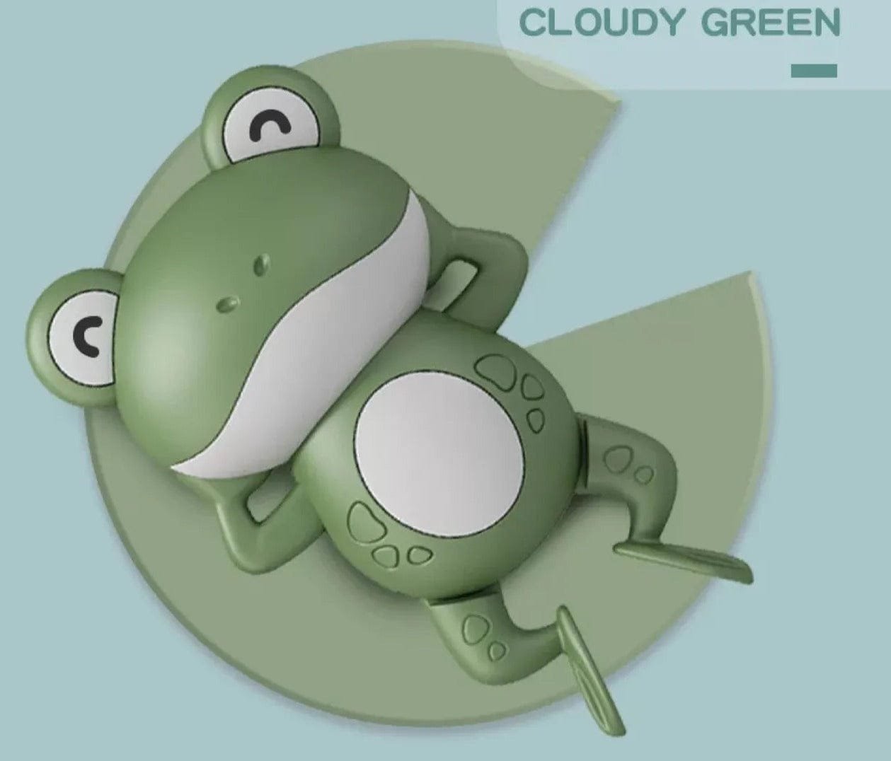 Green Frog clockwork wind-up bath toy for kids tub time, water play, and bath fun.