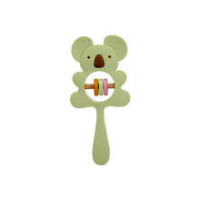 Green Koala Silicone Teether Handbell Rattle for safe chewing, shaking, and soothing during the teething stage.
