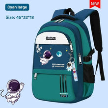 Green space print orthopedic school bag with large book storage for busy primary school timetables.