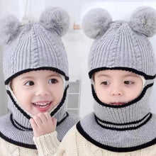 Grey Warm Acrylic Baby Hat and Scarf Set for toddler ear warmth on nursery runs and cold-weather adventures.