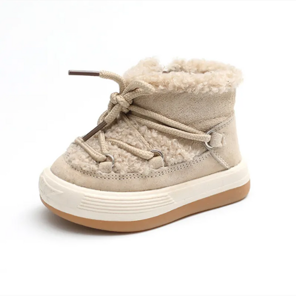 GT-CECD autumn winter baby boots front view showing plush lining and zip closure for cold-weather daily wear.