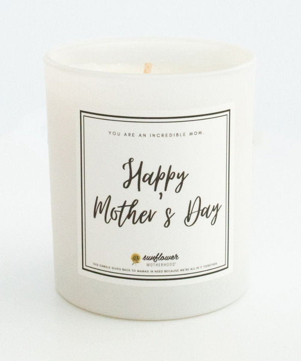 Candle with a 'Happy Mother's Day' label