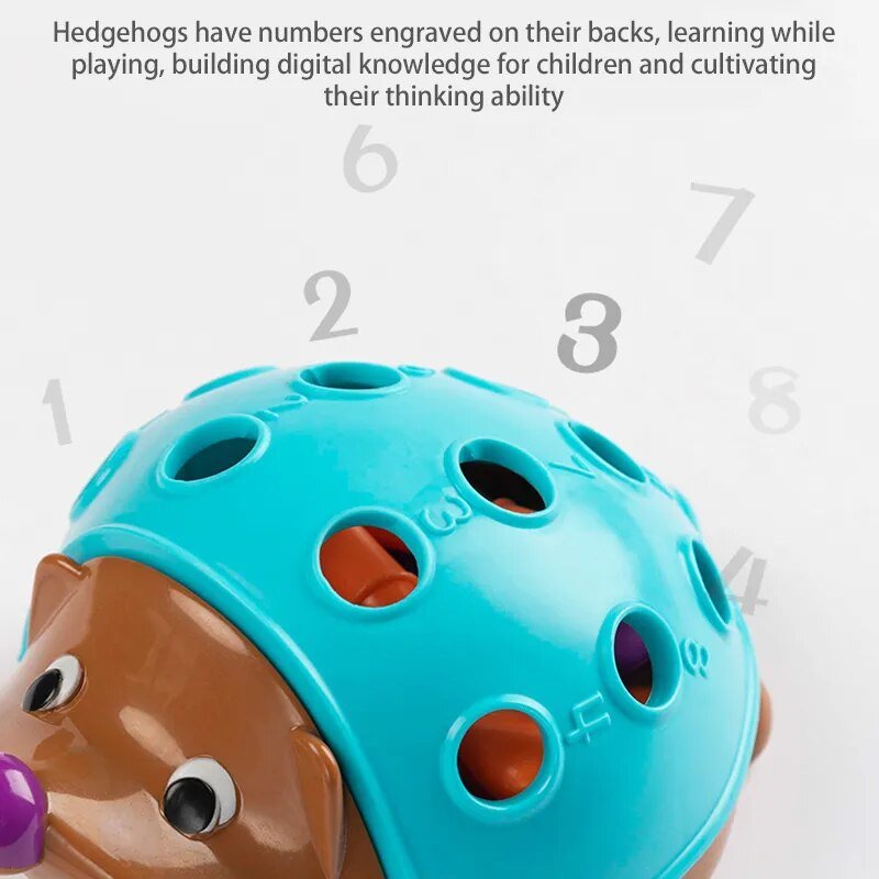Number-engraved hedgehog toy used for pincer grasp and counting skill training.
