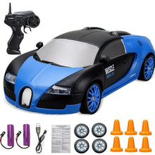 High-Speed Drift RC Car blue and black AE86/GTR model racing toy showing its stable drive control for kids remote control play.
