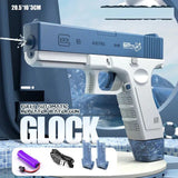 Glock-style water gun with accessories.