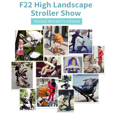 Hot Mom F22 high landscape luxury 3-in-1 stroller collage showing travel-ready features for parents.
