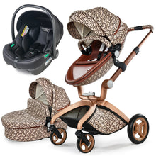 Hot Mom high landscape 3-in-1 stroller with an elegant pattern for stylish outings.