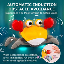Induction escape crab toy with automatic obstacle avoidance for safe interactive chase play.
