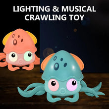 Induction escape octopus toys with lighting and music features for toddler sensory play.