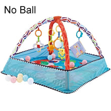 Colorful baby play gym with hanging toys and a ball pit. (option 2)