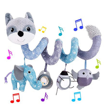 Infant fox spiral plush car seat toy with musical stroller mobile for newborn sensory play.