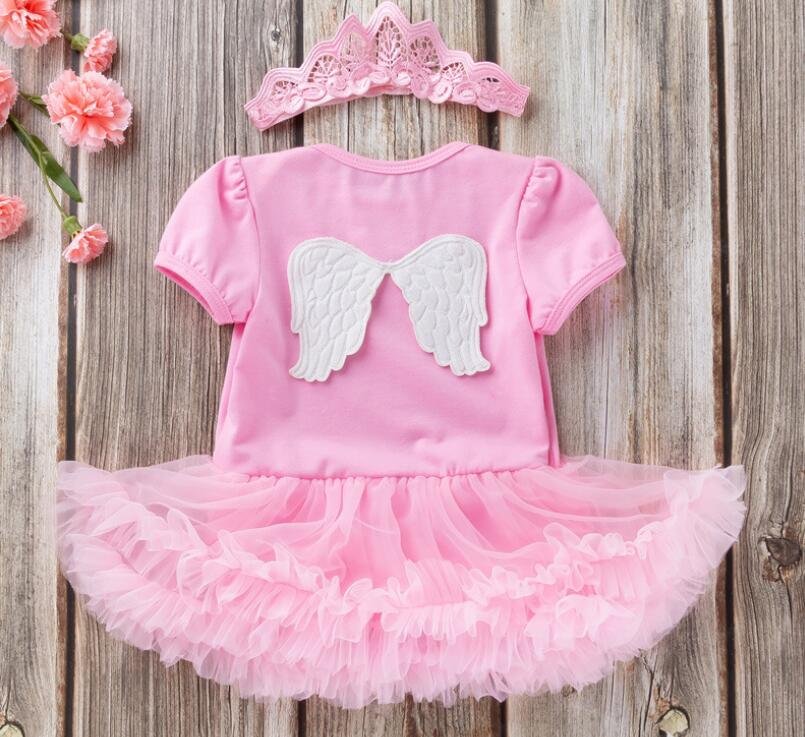 Pink baby dress with angel wings