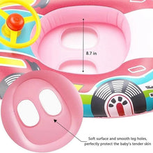 Infant inflatable pool float ring seat shown with measurements for sizing reference.
