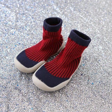 Red and navy baby boots