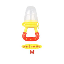 Baby bottle with yellow and red design.