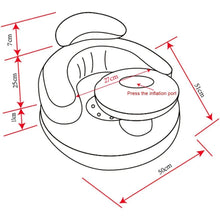 Inflatable Baby Chair Sofa size measurement chart in centimeters for feeding and resting seat setup.